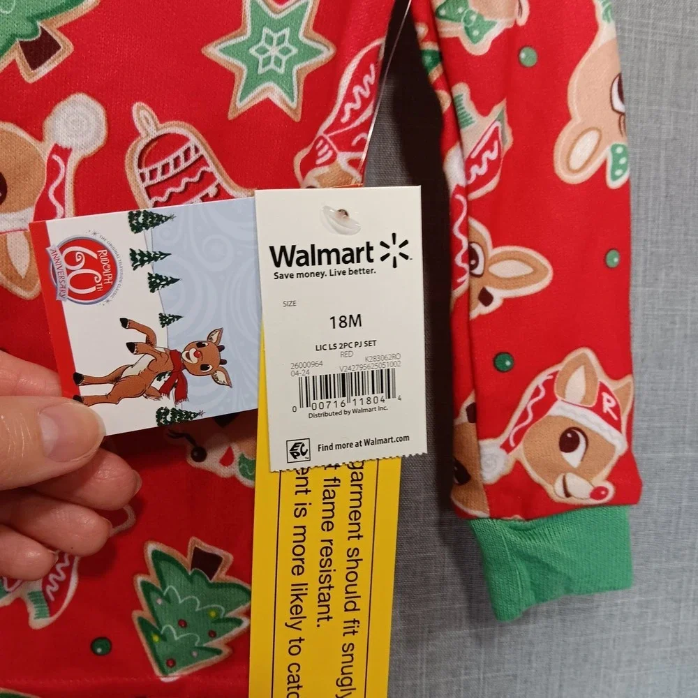 NWT Rudolph Red Nosed Reindeer Christmas Pajamas 18M Baby Holiday 2pc PJ Set Red